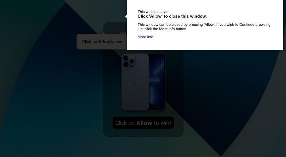 Image: Chrome browser is redirected to 123prize.net