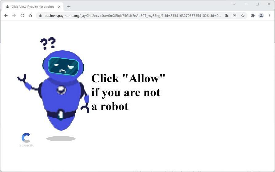 Image: Chrome browser is redirected to Businesspayments.org