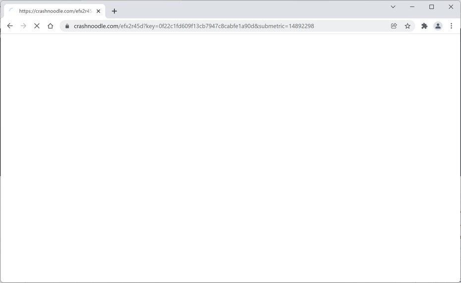 Image: Chrome browser is redirected to Crashnoodle.com