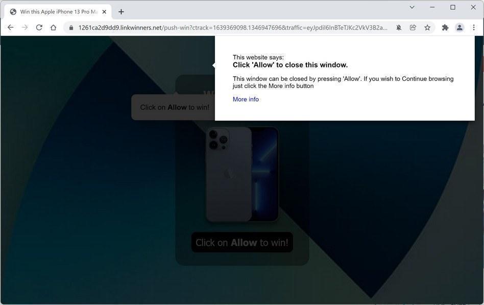 Image: Chrome browser is redirected to Linkwinners.net