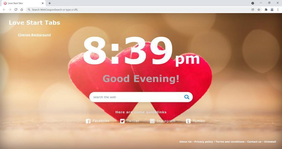 Image:  Love Start Tabs browser hijacker