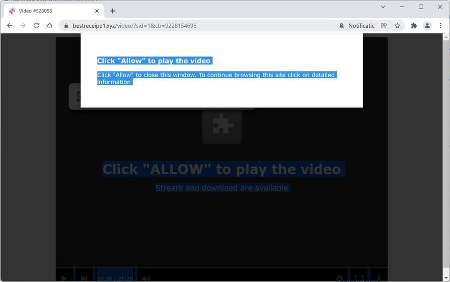 Image: Chrome browser is redirected to Bestreceipe1.xyz