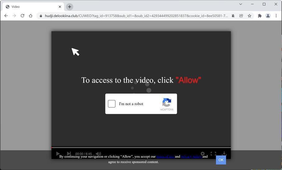 Image: Chrome browser is redirected to Delookiina.club