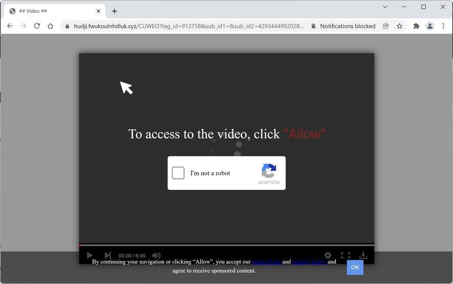 Image: Chrome browser is redirected to Fwukoulnhdluk.xyz