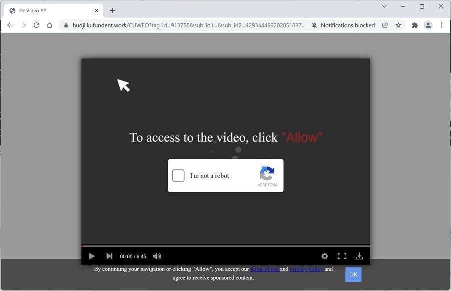 How to Remove Kufundent.work Pop-up Ads (Virus Removal Guide) 1 Image: Chrome browser is redirected to Kufundent.work