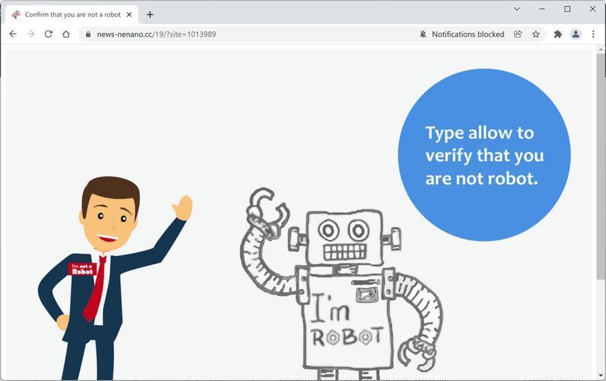 Image: Chrome browser is redirected to News-nenano.cc