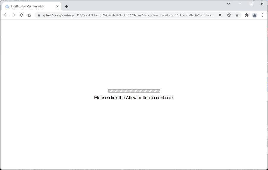 Image: Chrome browser is redirected to Rplnd7.com