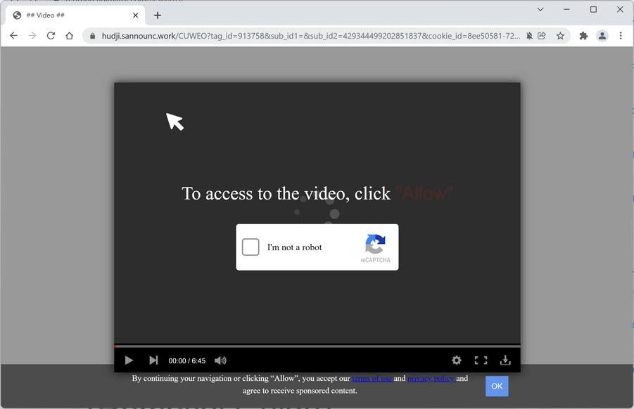 Image: Chrome browser is redirected to Sannounc.work