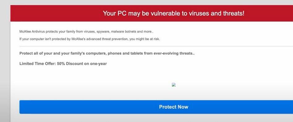 Image: McAfee - Your PC might be vulnerable Scam