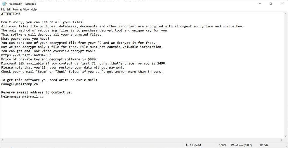 Image: YBER ransomware note