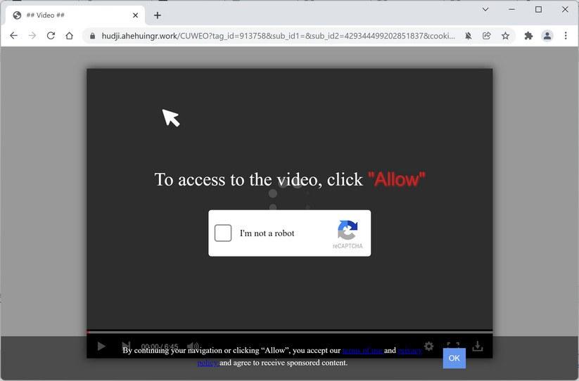 How to Remove Ahehuingr.work Pop-up Ads (Virus Removal Guide) 1 Image: Chrome browser is redirected to Ahehuingr.work