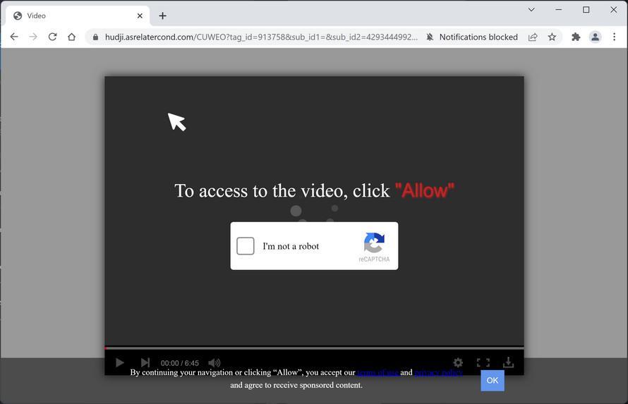 Image: Chrome browser is redirected to Asrelatercond.com