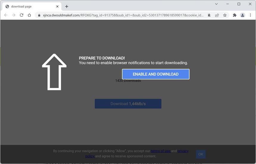 Image: Chrome browser is redirected to Dwouldmakef.com