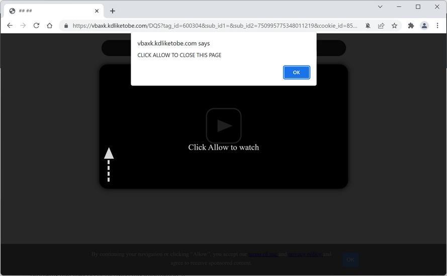 Image: Chrome browser is redirected to Kdliketobe.com