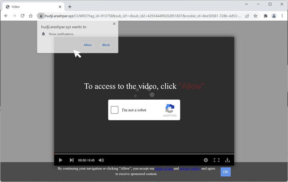 How to Remove Arashpar.xyz Pop-up Ads (Virus Removal Guide) 1 Image: Chrome browser is redirected to Arashpar.xyz