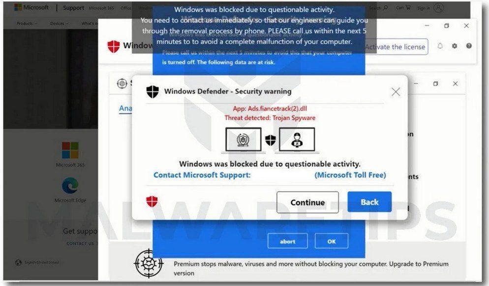 Image: Cortana - It seems your PC is locked out - Tech Support Scam