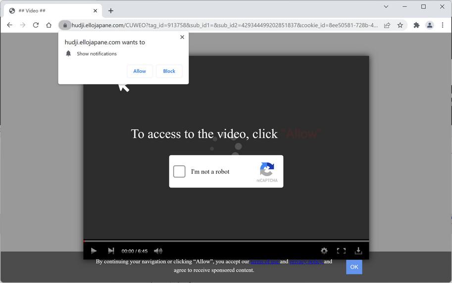 Image: Chrome browser is redirected to Ellojapane.com