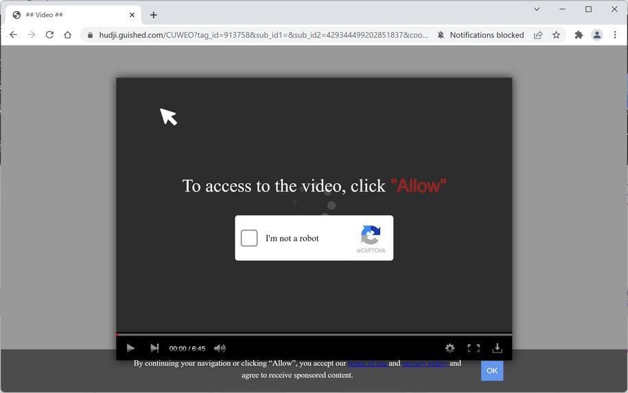 Image: Chrome browser is redirected to Guished.com