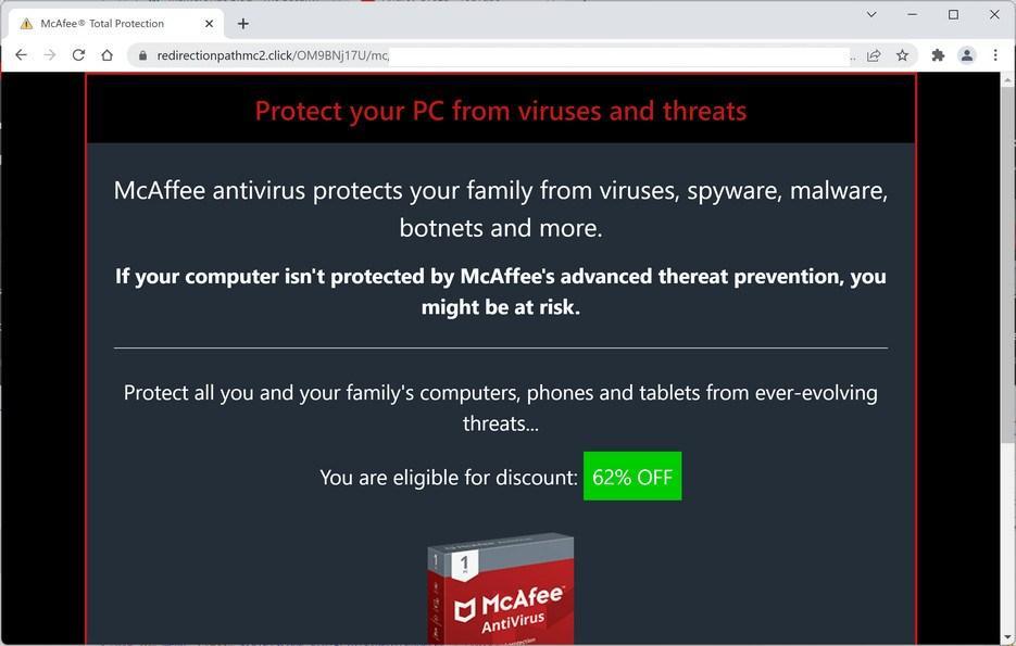 Image: Redirectionpathmc2.click scam
