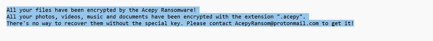 Image: Acepy ransomwareImage: Acepy ransomware