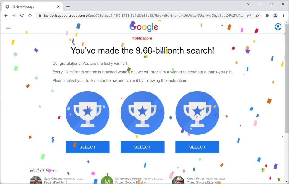 Image: Chrome browser is redirected to Fastdevicepopularboost.rest