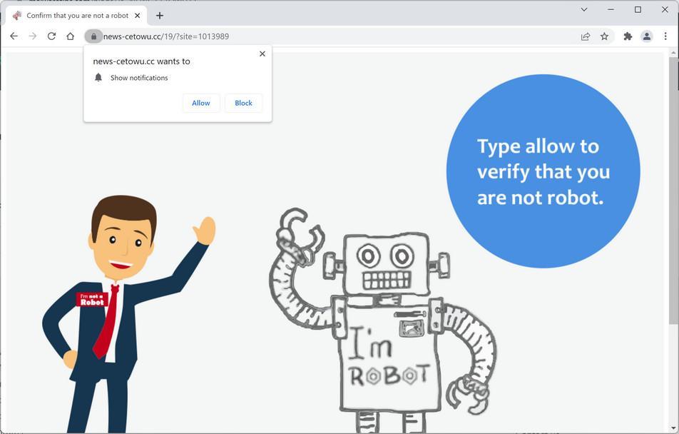 Image: Chrome browser is redirected to News-cetowu.cc