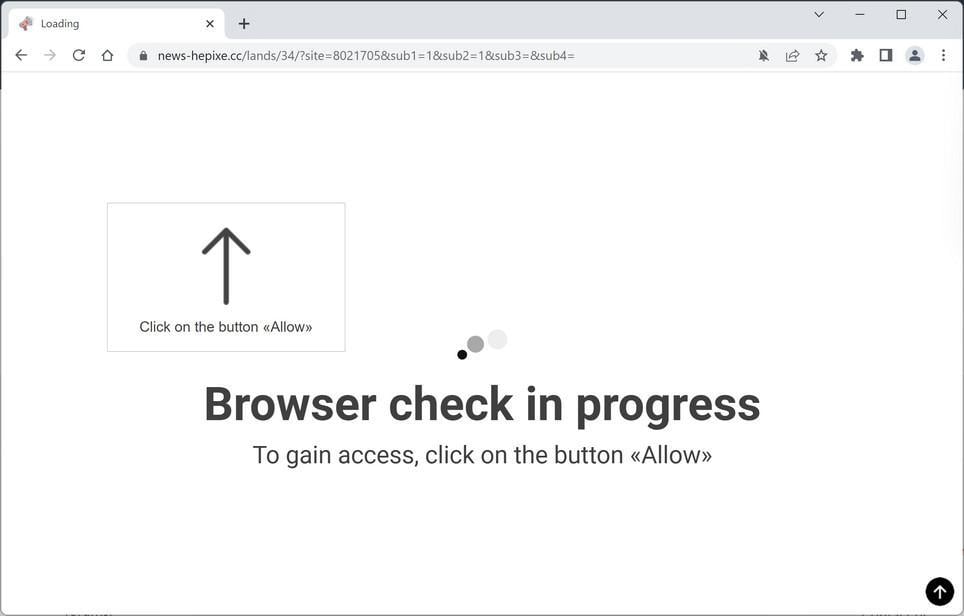 Image: Chrome browser is redirected to News-hepixe.cc