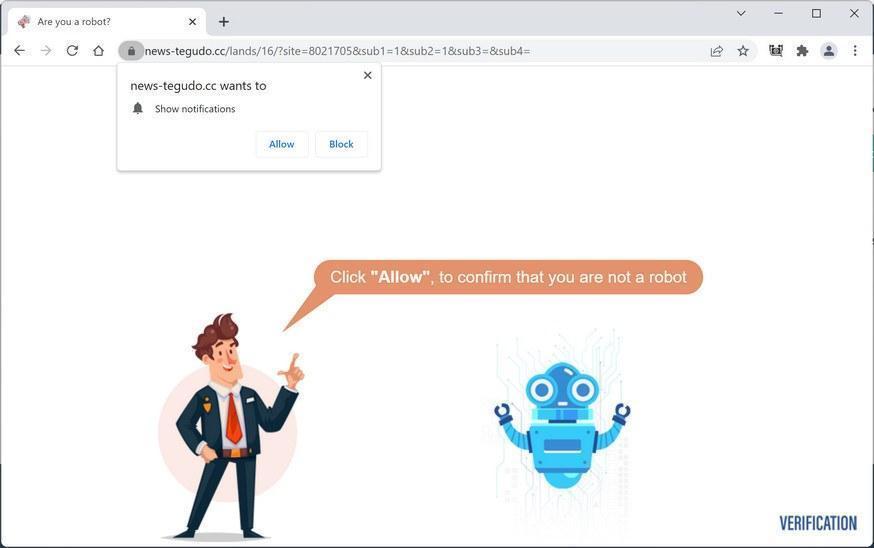  Image: Chrome browser is redirected to News-tegudo.cc