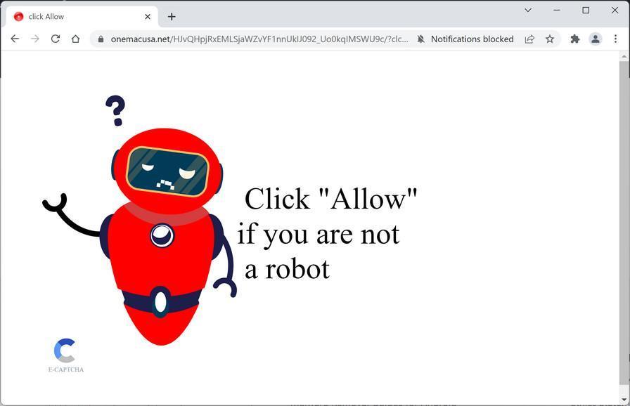 Image: Chrome browser is redirected to Onemacusa.net