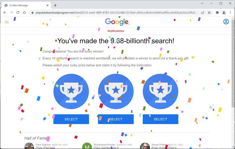 Image: Chrome browser is redirected to Populardownloadprogram.rest