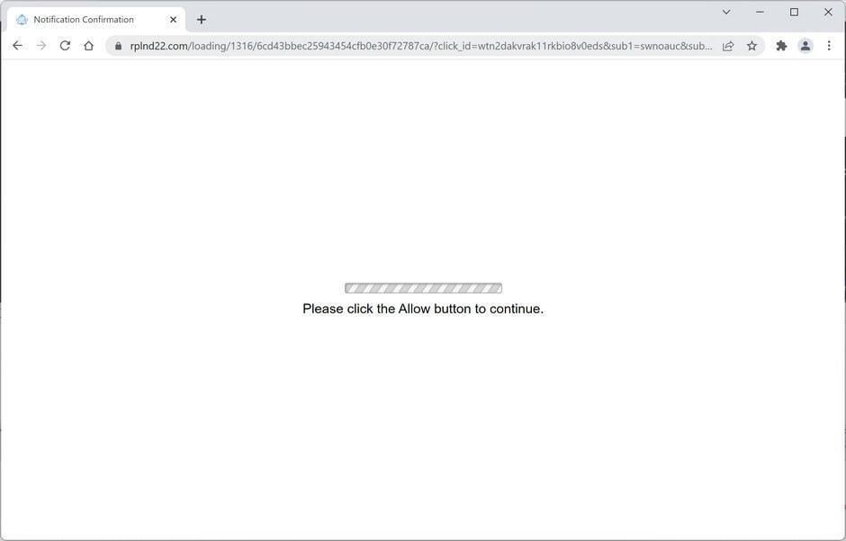 Image: Chrome browser is redirected to Rplnd22.com