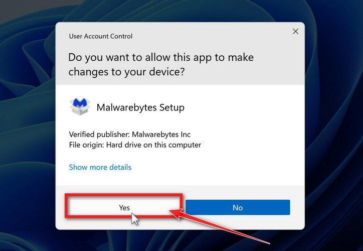 Click Yes to install Malwarebytes