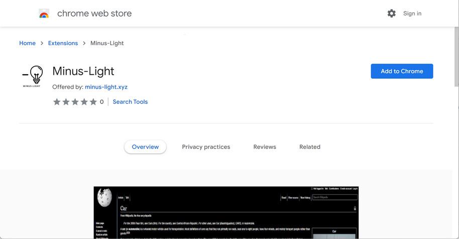 Image: Minus-Light Chrome extension