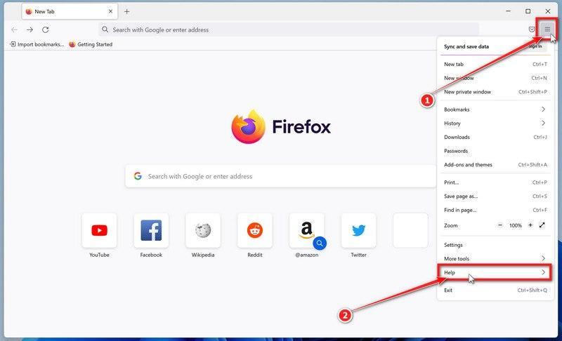 Click on the Firefox Menu button then select Help button