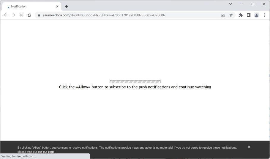 Image: Chrome browser is redirected to Saumeechoa.com