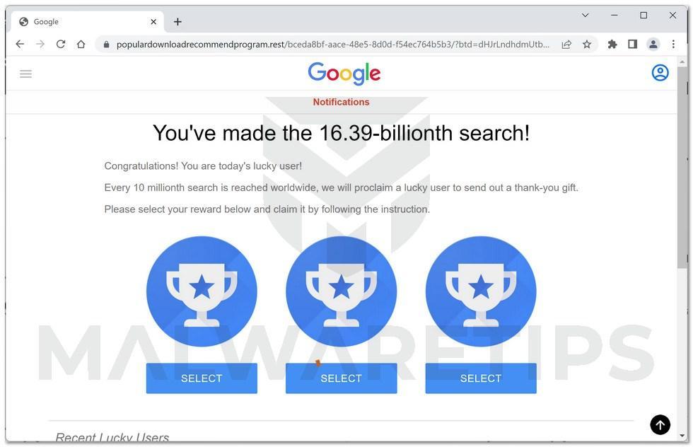  Image: You've made the 16.39-billionth search! Scam