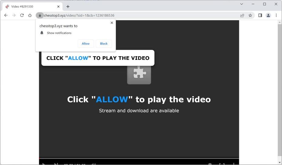 Image: Chrome browser is redirected to Chesstop3.xyz