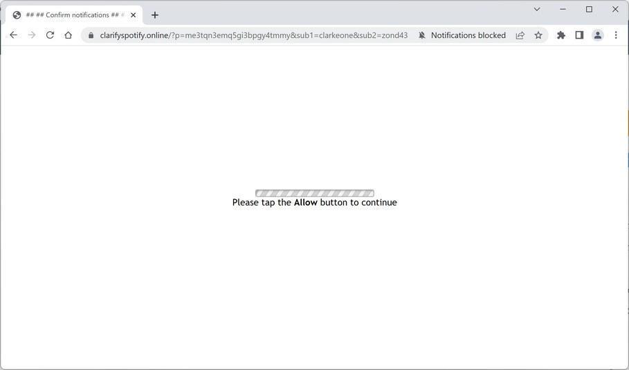 How to Remove Clarifyspotify.online Pop-up Ads (Virus Removal Guide) 1 Image: Chrome browser is redirected to Clarifyspotify.online