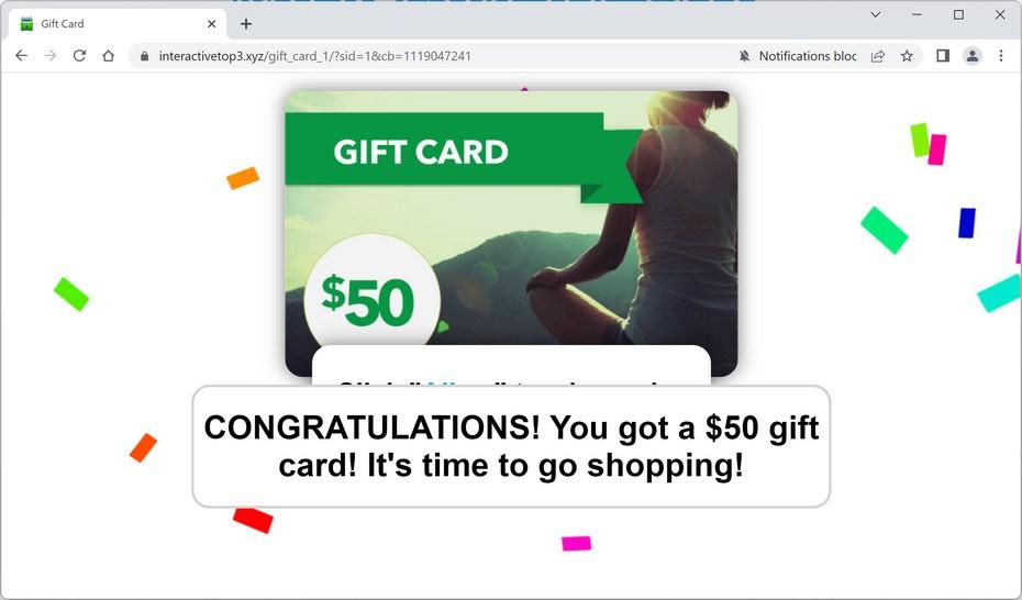 Image: Chrome browser is redirected to Interactivetop3.xyz
