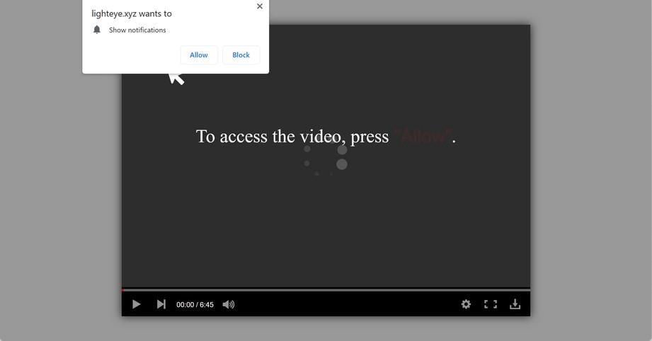 Image: Chrome browser is redirected to Lighteye.xyz