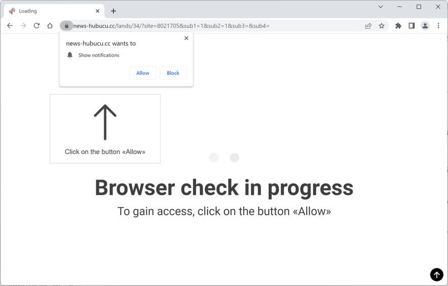 Image: Chrome browser is redirected to News-hubucu.cc