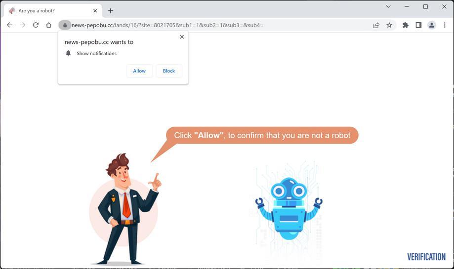 Image: Chrome browser is redirected to News-pepobu.cc