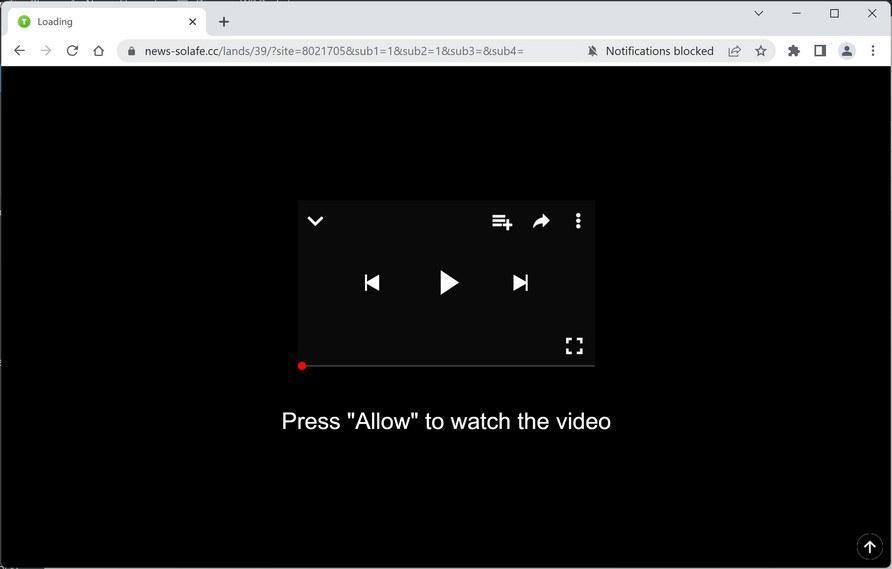 Image: Chrome browser is redirected to News-solafe.cc