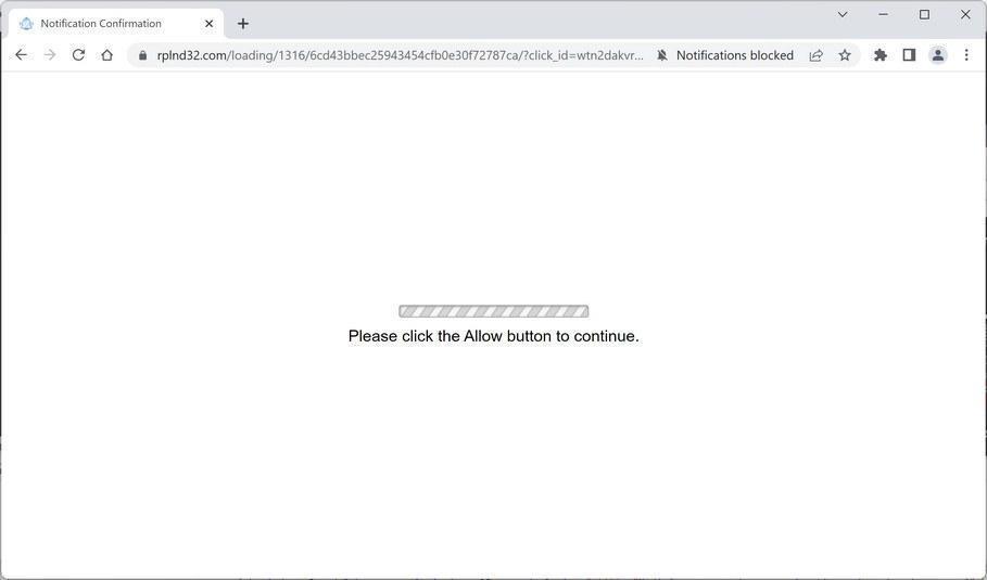 Image: Chrome browser is redirected to Rplnd32.com