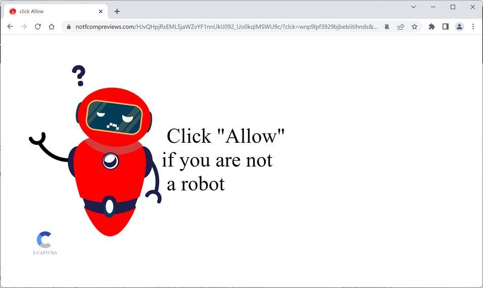 Image: Chrome browser is redirected to Notfcompreviews.com