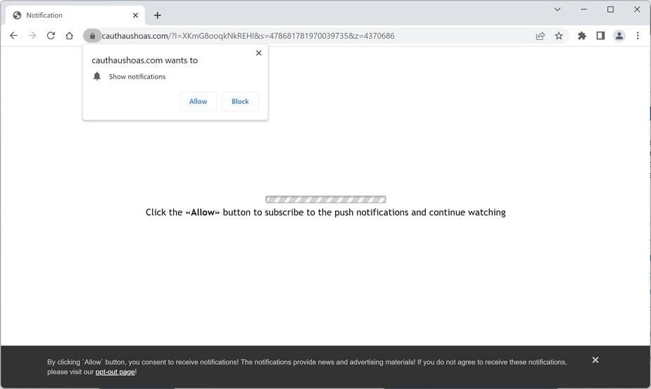 Image: Chrome browser is redirected to Cauthaushoas.com