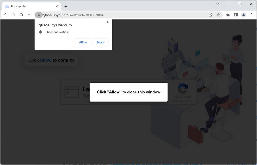 Image: Chrome browser is redirected to Cjtrade3.xyz