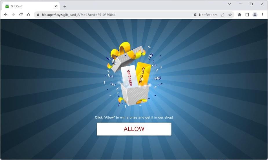 Image: Chrome browser is redirected to Hipsuper3.xyz