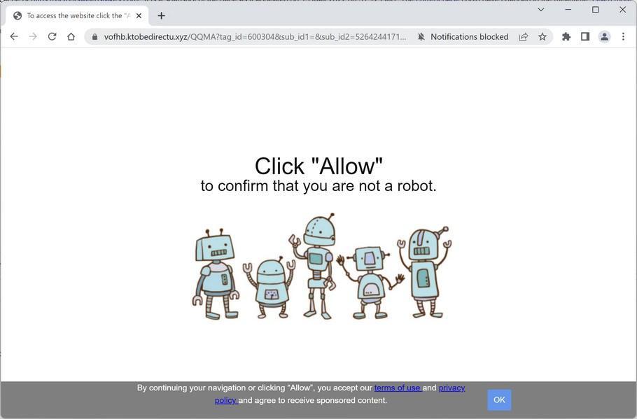 Image: Chrome browser is redirected to Ktobedirectu.xyz
