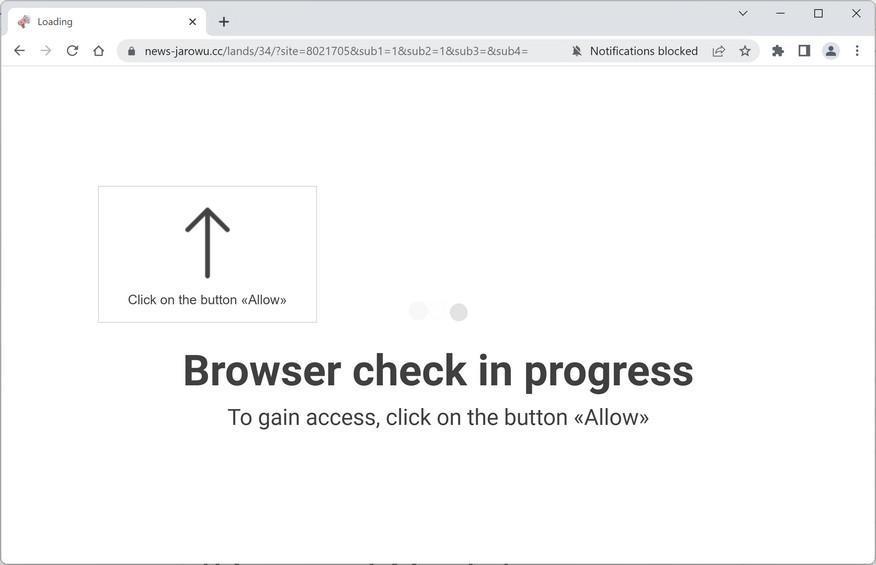 Image: Chrome browser is redirected to News-jarowu.cc
